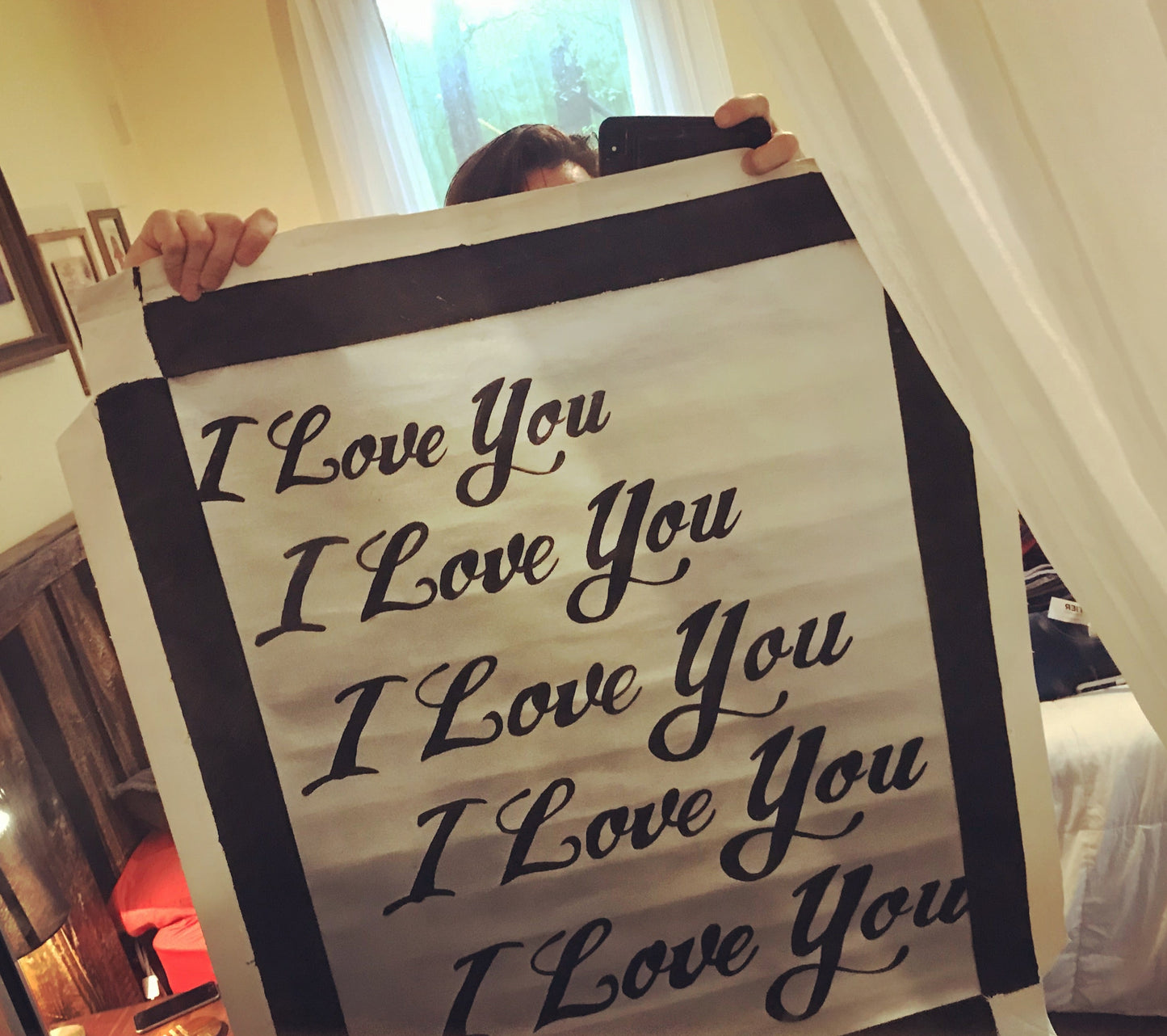 I Love You 5X - Reverse Mirror Canvas